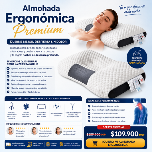 Almohada Ergonómica Cuello Espalda / Premium